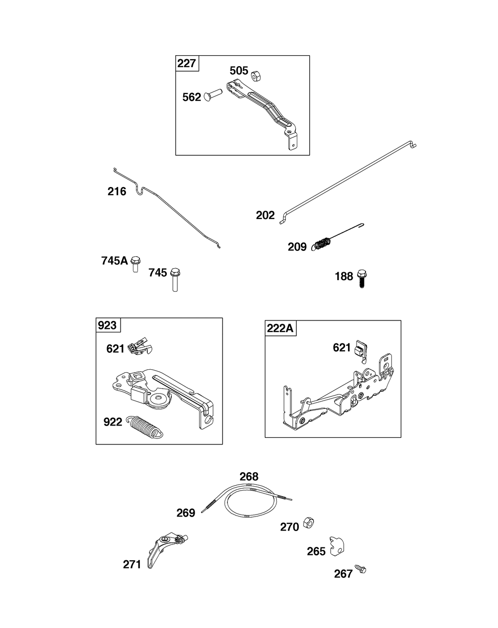 Controls Group Diagram and Parts List for 103M02-0050-H5 100000 - 19Z999 Briggs and Stratton Engine